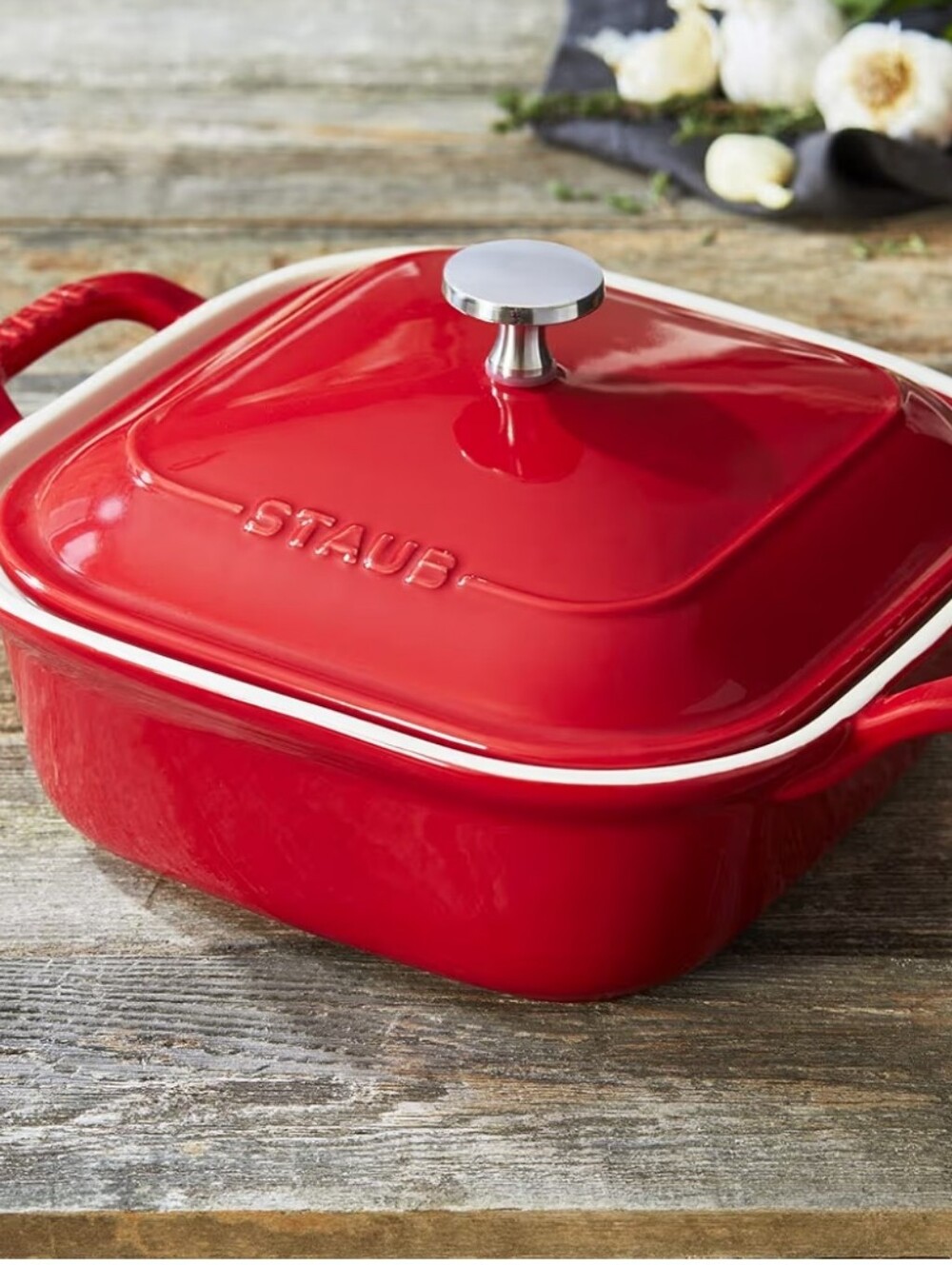 Staub 9" Square Covered Baking Dish- Cherry